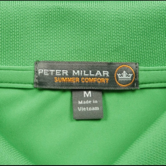 Peter Millar Summer Comfort Green Polo Shirt M - Picture 5 of 5